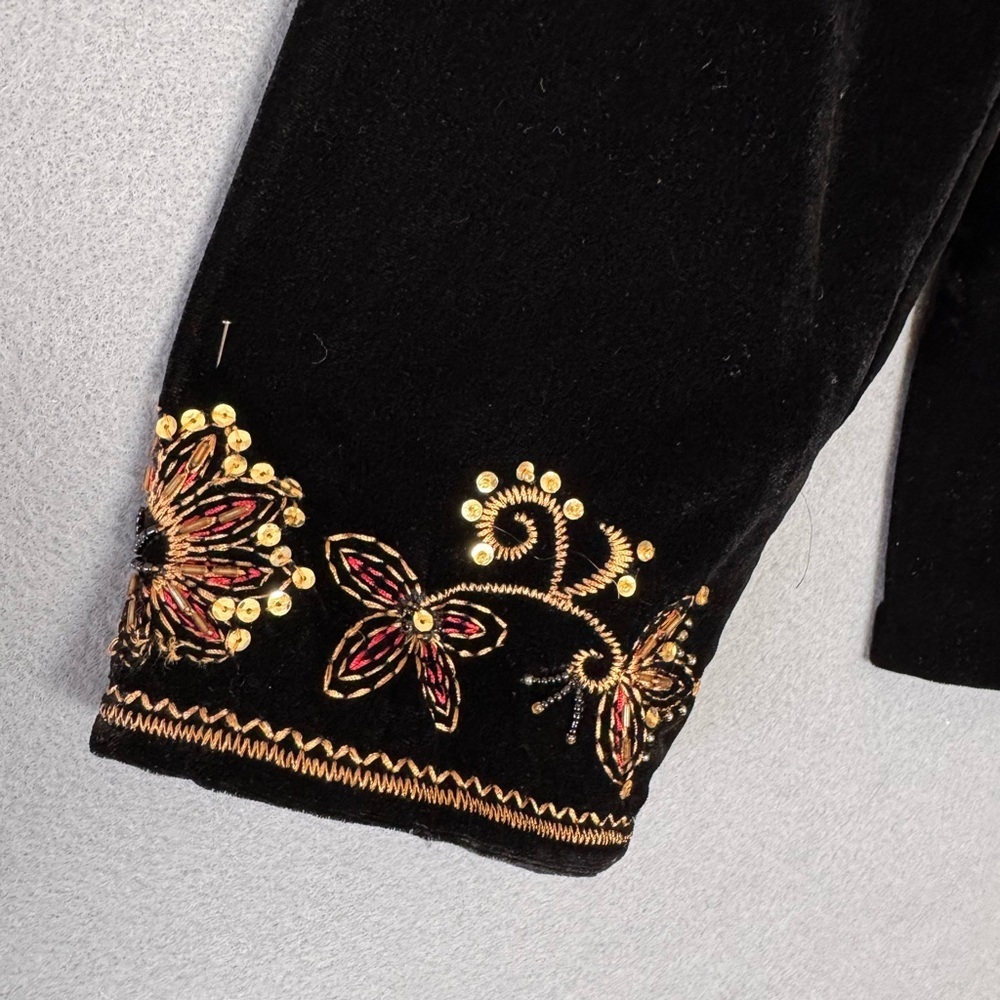 Draper’s & Damon’s Petites Black Velvet Beaded Embroidered Jacket PXL - Picture 7 of 11